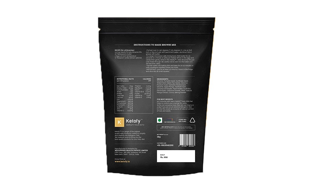 Ketofy Keto Brownie Mix    Pack  1 kilogram